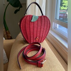 kate spade Red Apple Wicker Crossbody Bag
